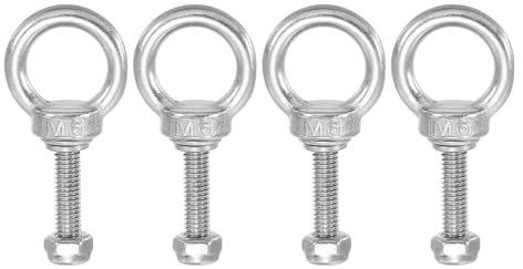 PATIKIL Ringschraube, M6x25 304 Edelstahl ösenschraube Gewinde mit Sechskantschraube Mutter Dichtung Unterlegscheibe zum Aufhängen und Sichern von Ketten Drahtseilen, 4 Sets