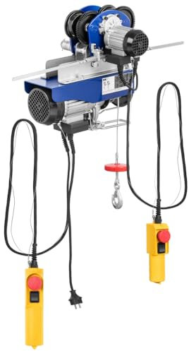 MSW PROCAT 500 Laufkatze Seilwinde Flaschenzug (500 kg, 900 W, 12 m Seil, Ø 4,2 mm, 1770 N/mm² Zugfestigkeit) blau