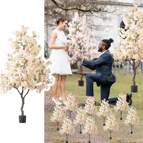 XMWOEIX Árbol de Cerezo Artificial Rosa para decoración de Bodas, árboles de simulación de Cerezo realistas para balcón, casa de Campo, árbol de Cerezo Falso (pequeño)
