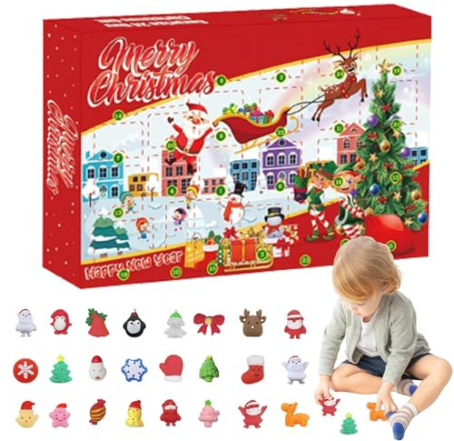 Weihnachts -Countdown -Kalender 2023, Squeeze Toys 24 Days Advent Calender 2023 Snowman Sensory Toys Set für Jungen Mädchen Weihnachtsgeschenke Style11