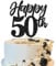 Xsstarmi 1 Pack Happy 50th Birthday Cake Topper Glitter Cheers to 50 Years Hello 50 Fabulous Cake Pick for Men Women Happy 50th Birthday Anniversary Party Cake Decorations Black