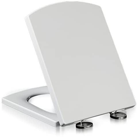 Sedile WC Quadrato Bianco con Chiusura Ammortizzata e Cerniera a sgancio rapido Regolabile a 360°, Sedile WC Ideal Standard
