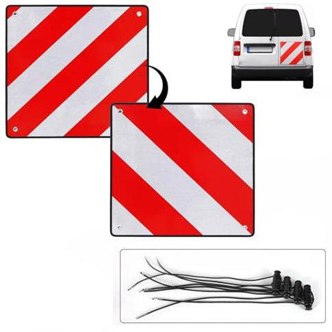 sports flyfree Rot Weiß Warntafel 2in1 Spanien & Italien Warnschild inkl. 4pcs 50X50cm Spannseile