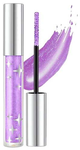 Glitter Mascara, Purple Mascara Eye Glitter for Eyelashes, Diamond Shiny Colored Mascara, Long Lasting Smudgeproof Waterproof Sparkling Eye Make-Up Gift for Women