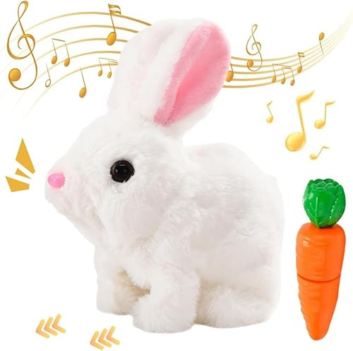 Yizemay Jouet Interactif Lapin de Paques, Lapin en Peluche Interactif, Jouet de Lapin électrique, Lapin Jouet Interactif Éducatif, Jouet de Lapin Électrique Animal, pour Câliner, Accompagner