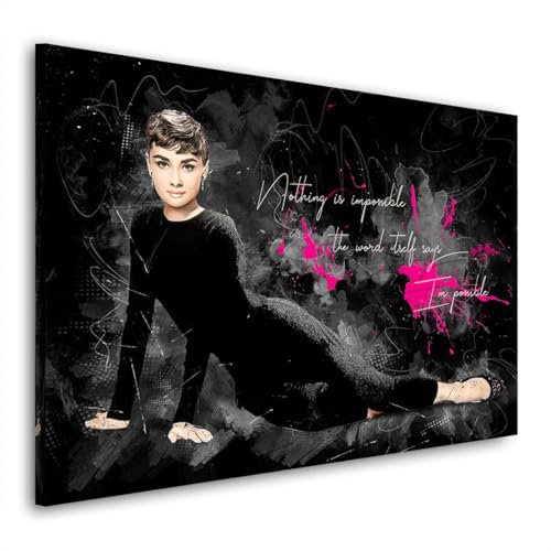 Kunstgestalten24 | Audrey Hepburn Bild Kunst Spruch Zitat | Leinwand Bild | Wohnzimmer bilder | Wandbilder | Wanddeko | XXL Bilder auf Leinwand | Moderne Bilder | Hochwertige Kunstdrucke