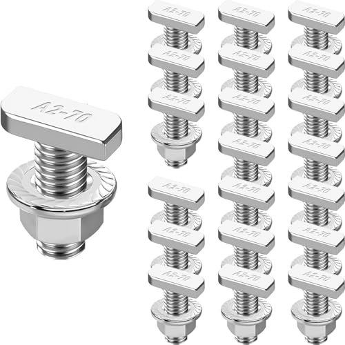 Viti a testa martello, M10 x 25, in acciaio inox A2-70, con dadi flangiati, 20 pezzi per guide di montaggio solare PV, serra e montaggio fotovoltaico, eccellente resistenza alla ruggine e alla