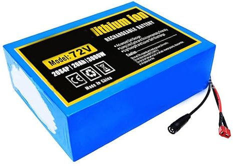 Batterie 72V 20Ah pour vélo électrique Batterie au Lithium 20S4P Ebike avec Chargeur Batterie au Lithium Batterie de Scooter 72V 20ah pour Moteurs 250W 500W 800W 1000W 72V 20AH DC+T,B