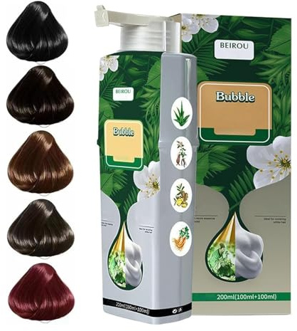 Bubble Hair Dye, Natural Pure Plant Extract for Grey Hair Color Bubble Plant Hair Dye Shampoo (Dark Brown)