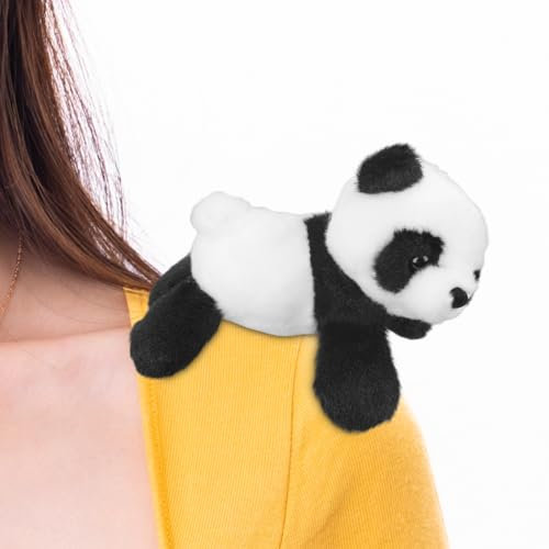 lasuroa Jouet en Peluche, 15 cm Peluche Panda Magnétique de Allongé sur l'Épaule Décoration Mignonne Idéale pour Les Vêtements Sacs et Les T-Shirts des Garçons et des Filles
