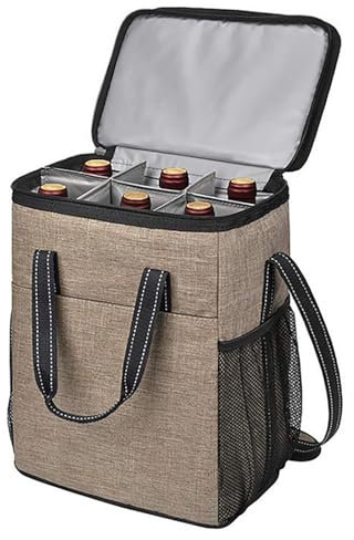 Sac isotherme pour 6 bouteilles de vin - Étanche - Épais - Pour voyage, camping et pique-nique - Café