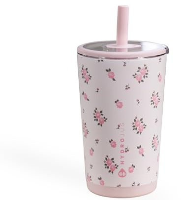HydroJug Everyday Tumbler 14 oz, Ceramic-Lined Straw Cup, Wildrose