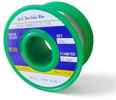 Lötzinn bleifrei ø 0,8mm Lötdraht Bleifrei Sn99.3 Cu0.7 Lötzinn mit Flussmittel 2.0%, Lead Free Solder wire Rosin Core, Lötzinn Bleifrei mit Kolophonium kern 50g
