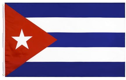 Bandera Cubana 90x150cm - Estandarte Poliéster Cuba Nacional | Pabellón 90x150cm Ojalillos Latón | Exterior Ligero para Hogar Jardín Césped, 120g