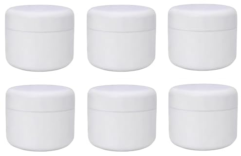 Lot de 6 pots vides rechargeables en plastique blanc avec couvercle en dôme pour maquillage, crème pour le visage, baume à lèvres, lotions, lotions - 250 g