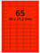 Farbige Etiketten auf A4 Bogen, neonrot - 38 x 21,2 mm - 6.500 Papier Aufkleber auf 100 Blatt, selbstklebende Laser-Etiketten fluorisierend leuchtfarbig