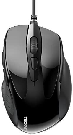 TECKNET PRO Mouse con Filo,6400DPI Mouse Ottico con USB Cablato,6 Pulsanti,Cavo USB 1.5M, Mouse per Computer o Laptop-Nero