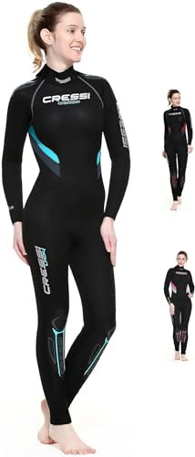 Cressi Damen Castoro Lady Monopiece Wetsuit Tauchanzug Neopren, Schwarz/Aquamarin 5mm, S