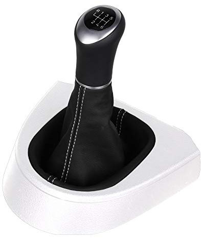 ICT Schaltknauf Schaltsack Schaltmanschette Naht silber Leder, 6 gang, kompatibel mit: VW Touran/Caddy Typ 1T/2K 2003 – 2015 (LED blau)