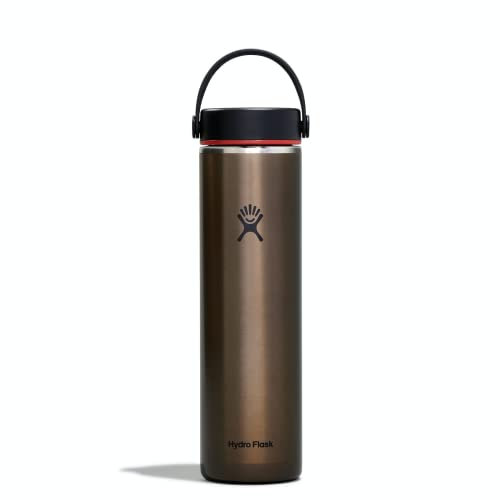 HYDRO FLASK - Leichte Trinkflasche mit 710 ml (24 oz) Trail Series - Vakuumisolierte, Wiederverwendbare Trinkflasche aus Edelstahl mit Auslaufsicherem Flex Deckel - Größe Öffnung - BPA-frei - Obsidian