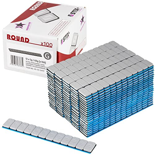 Stix Klebegewichte Rounded Slim Auswuchtgewichte 1200 STK 5g 100 Streifen à 60g pulverbeschichtet verzinkt 3,5mm für Alufelgen und KFZ-Felgen