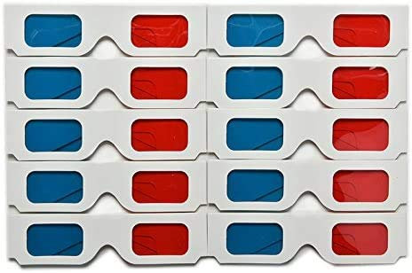 10 x 3D Glasses Red/Blue Cyan Paper Card 3D Anaglyph Glasses