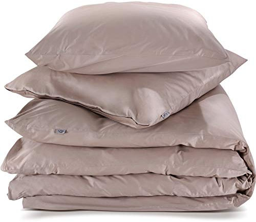 herzbach home Premium Mako-Satin Bettwäsche Kopfkissenbezug aus 100% Baumwolle (40 x 80 cm, Taupe)