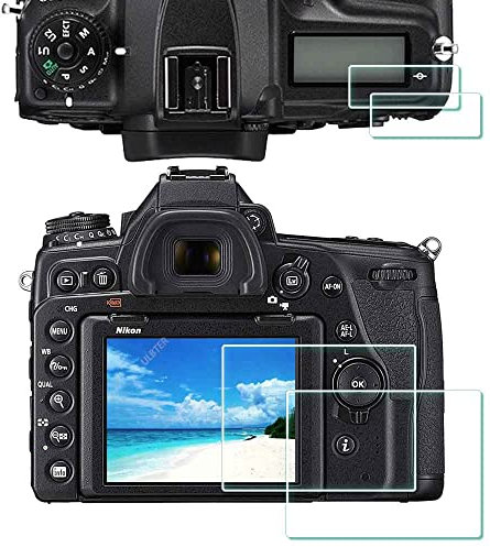 ULBTER Displayschutzfolie für Nikon D750 D780 Kamera - 2 + 2 Stück, panzer 0,3 mm Härtegrad 9H, gehärtetes Glas, kratzfest folie Screen protector