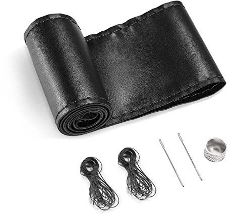 SEG Direct Housse de Volant en Cuir Véritable, Coudre sur Wrappour, Volants Ronds et de Type D de 37 à 39 cm, Noir