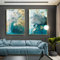 LGHLJ Abstrakte Aquarell wandbilder Blau Golden Rendering Moderne Dekorative Bild Leinwand Poster Für Wohnzimmer Büro Dekor Bild 50x70cmx2/Kein Rahmen