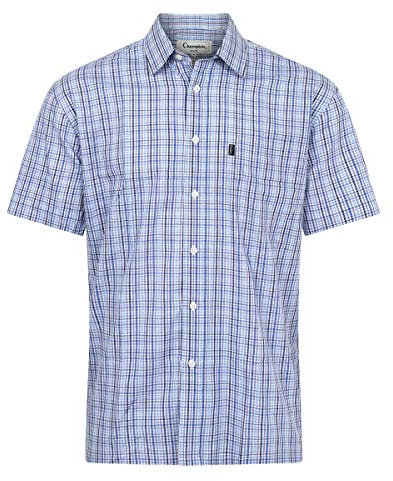 Champion Mens Poole Country Casual Short Sleeve Shirt Blue 5XL