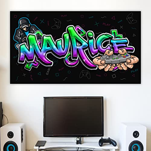 timalo Poster personalisiert mit Namen | 120 x 61 cm Graffiti, Controller | Gamer Bild für die Wand Jugendzimmer Gaming Motiv für Teenager Jungen und Mädchen Zimmer