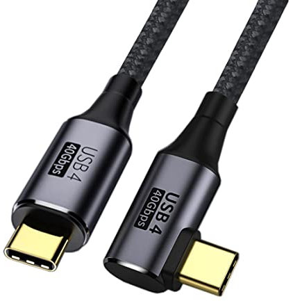 chenyang Cavo da USB-C ad angolo di 90 gradi a USB-C USB4 40 Gbps con ricarica da 100 W UHD 8K 5K 4K a 60Hz USB4.0 compatibile con Thunderbolt3/4 0,5 m