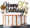 Tortendeko 80 Schwarzes Gold set Doppelseitiges Glitzerpapier Happy Birthday Cake Topper für Geburtstag Deko 80