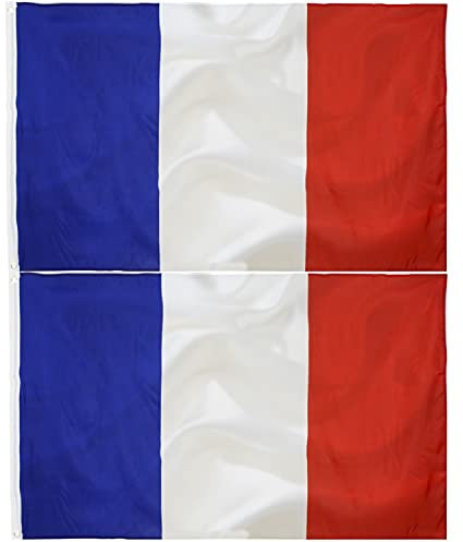 2PCS Bandera francesa grande para Exterior 90x150cm ,Bandera francesa balcón Reforzada y con 2 Ojales metálicos French flag