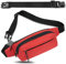 Sac Banane Taille Homme Femme Ville Sacs Banane Unisexe avec Ceinture allongée de 30 cm et Poches à 4 Fermetures à glissière pour la randonnée d'entraînement en Plein air (Rouge)