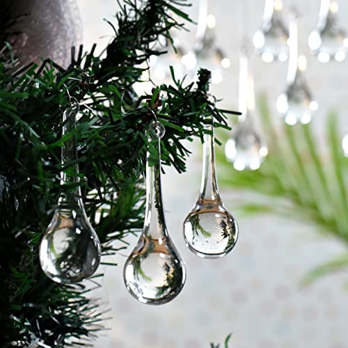 IndianShelf 50 transparente Glas-Weihnachtsschmuck für Baum, Tropfen-Ornamente, Kronleuchter-Kristalle, Ersatz-Tropfen, Weihnachtsdekoration, Eiszapfen, Regentropfen, dekorative hängende Ornamente