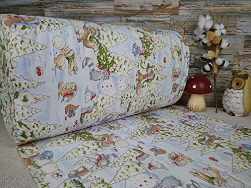 240cm Extrabreit Flanell Baumwolle Stoff Meterware ab 50cm 100% Baumwollstoff Stoffe Bastelstoff ÖKO-TEX Ranforce Kinderstoffe Stoffe Kinder Baum Kaninchen Babystoffe Baby Elefant VF0T0001 (Blau)