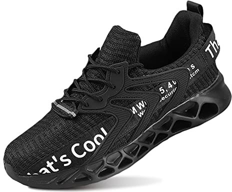 QDCFY Sneaker Herren Freizeitschuhe Sportschuhe Laufschuhe Turnschuhe Fitness Straßenlaufschuhe Trainer Outdoor Sneakers Tennis Schuhe Schwarz 42EU