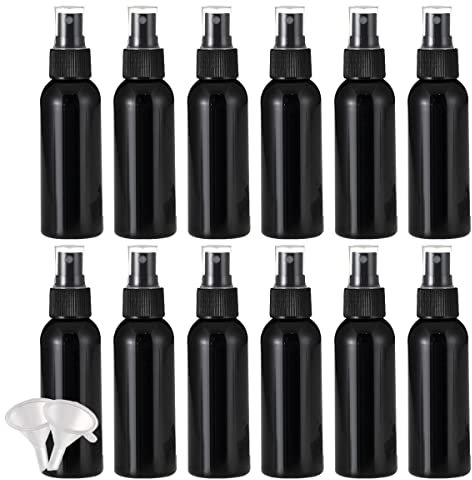 YANCAER 24 Pezzi Nero 100 ml Bottiglie Spray con Testa di Spruzzo Nera,Bottigliette Spray Vuote Set in Plastica, Flaconi Spray da Viaggio, Aereo Contenitori da Viaggio per Cosmetici