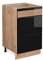 Vicco Küchenunterschrank Fame-Line, Schwarz-Eiche Hochglanz/Goldkraft Eiche, 50 cm ohne Arbeitsplatte