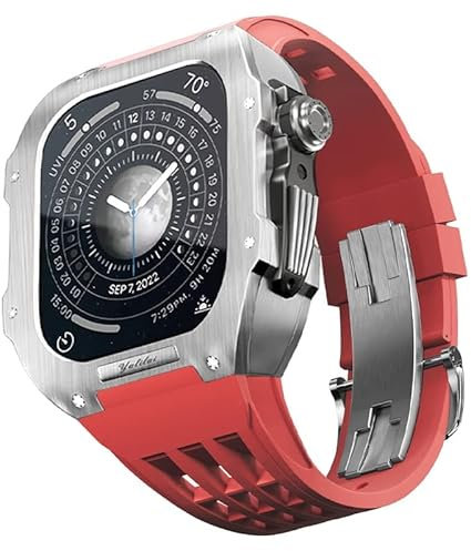 NEYENS Kit Mod per Apple Watch Modification 8 Ultra 45 mm Fluororubber Band per iWatch Serie 8, 7 SE 6 5 4 45/44 mm Sostituzione cinturino, 45mm, agata