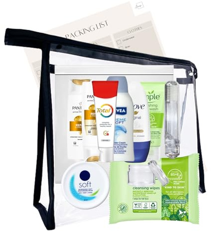 Ensemble d'articles de toilette de voyage pour femmes, mini kit de toilette approuvé TSA pour les voyages et les séjours à l'hôpital, articles de toilette essentiels de voyage pour sac à main et nuit