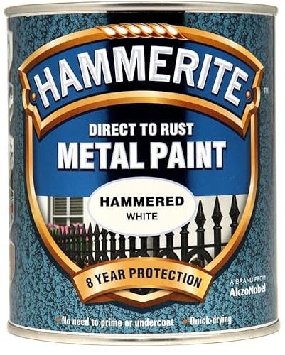 AMK® Hammerite 750ml Hammered White Direct To Rust Metal Paint Quick Drying