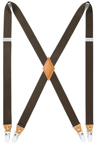 HISDERN Bretelles pour hommes avec 4 bretelles à clips métalliques très solides, taille unique, réglable et élastique, forme X