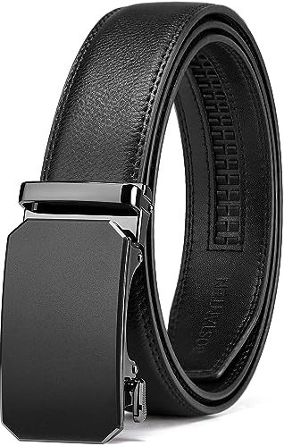 BOSTANTEN Gürtel Herren, Ledergürtel für Herren mit Ratsche Automatikschließe Business Anzug Gürtel Breit 35mm,Größe Angepasst