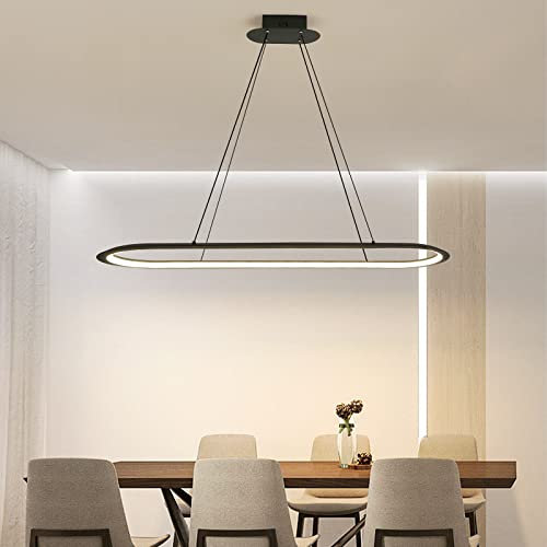 Moderne Ovale Esstisch Pendelleuchten, Kronleuchter, 100 Cm Dimmbare Hängelampe Mit Fernbedienung, Helligkeit Von 10% Bis 100% Einstellbar, Blendfrei, Mit Speicherfunktion/Höhenverstellbar
