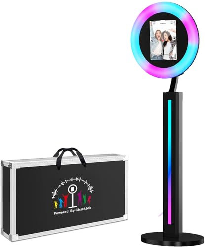 YCKJNB Photobooth Machine, Tragbare Photo Booth Machine mit Flightcase, Selfie Ringlicht, App Steuerung, Fernbedienung, LED Makeup Ring Light für Tiktok, YouTube (Schwarz, Lichtleiste)