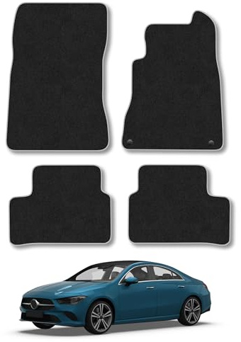 Mercedes CLA (2019-2025) Carpet Car Mats | Grey Edge Trim Tailored Fit Floor Mats Full Coverage Protection Accessories Easy Clean Anti Slip Made in the UK