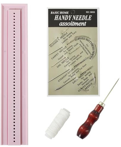 UPTTHOW Signature Stanzwerkzeuge für Buchbinderbedarf mit Ahle und Wiege für Anfänger, Kunststoff, einfache Scrapbooking-Kits für Bastelarbeiten, Notizbuch, Tagebücher, Planer, Rosa